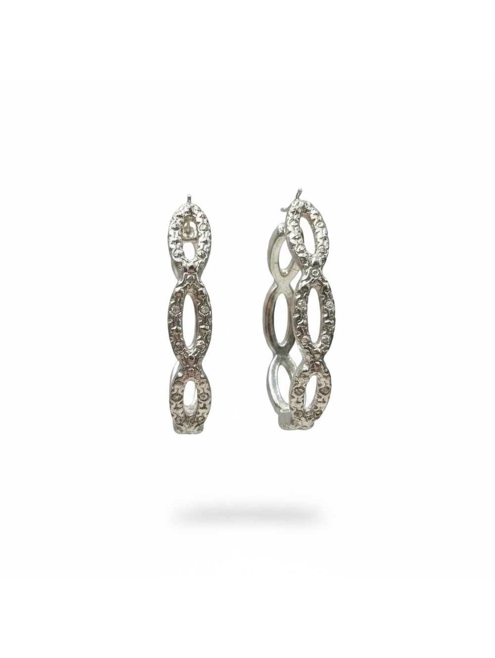 Guess geometric Silver and crystal hoop earrings posts